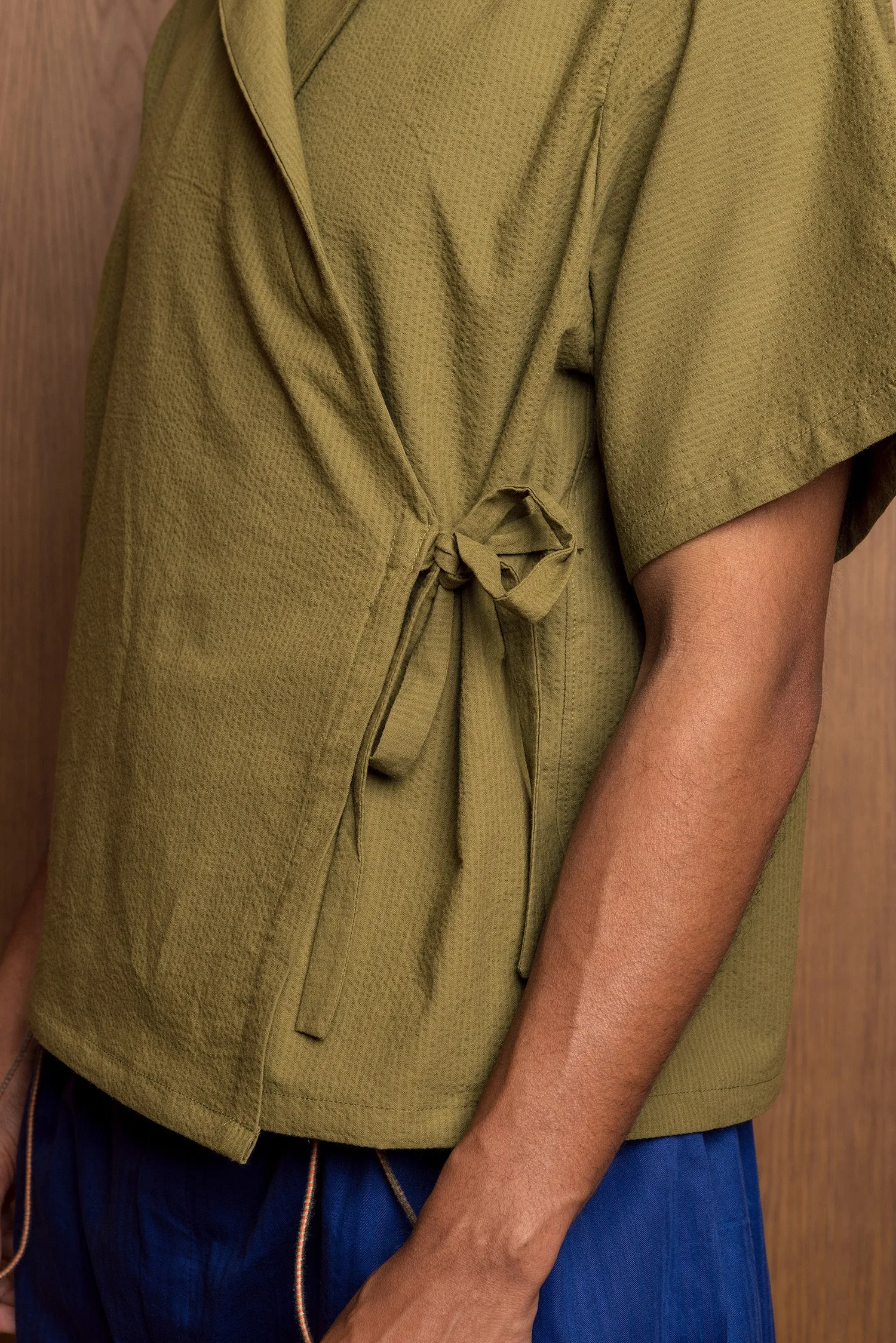 Nori Eri Shirt in Green Seersucker sold by Emiko Studios product image thumbnail 4