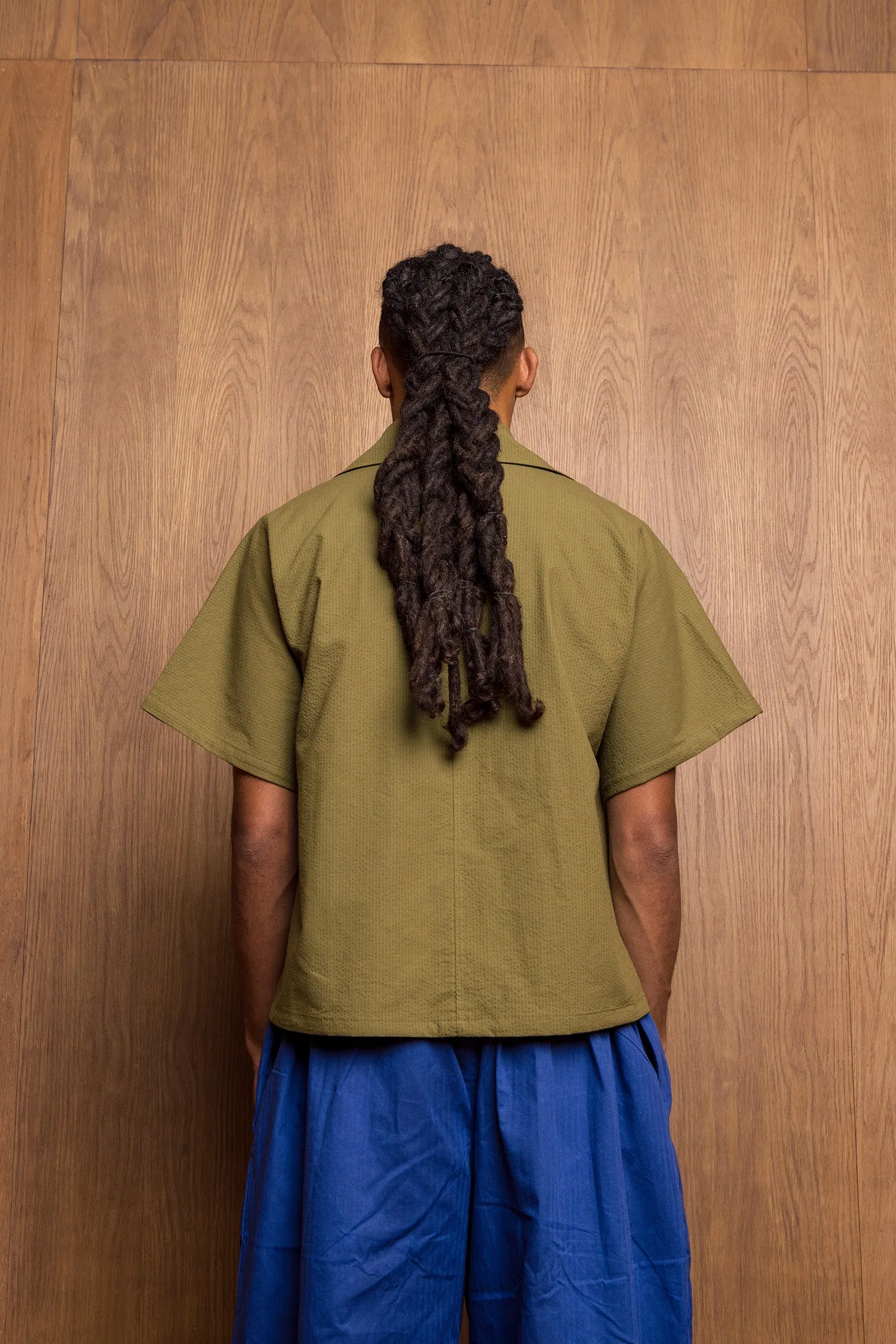 Nori Eri Shirt in Green Seersucker sold by Emiko Studios product image thumbnail 3