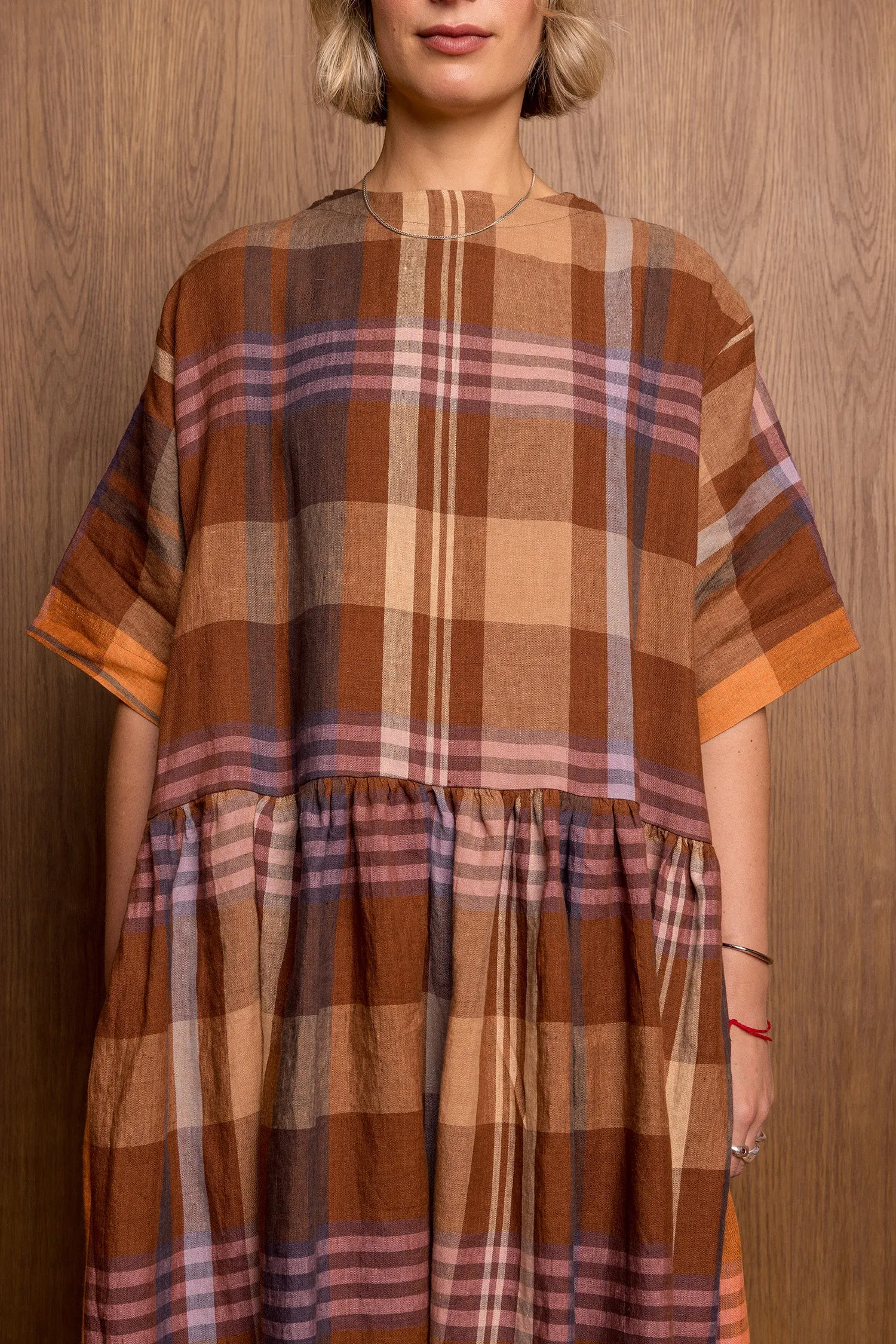 Hatsu Dress in Brown Check sold by Emiko Studios product image thumbnail 5
