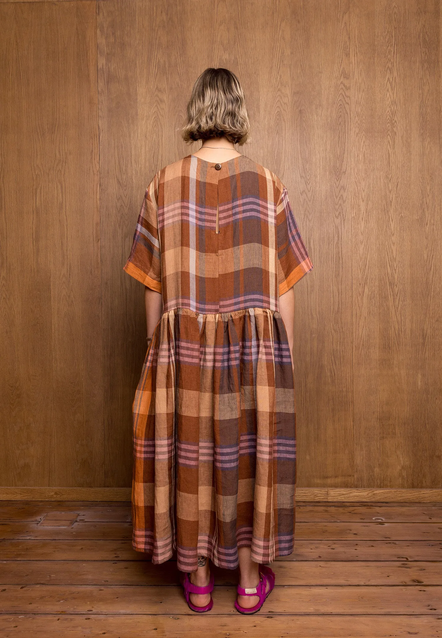 Hatsu Dress in Brown Check sold by Emiko Studios product image thumbnail 3