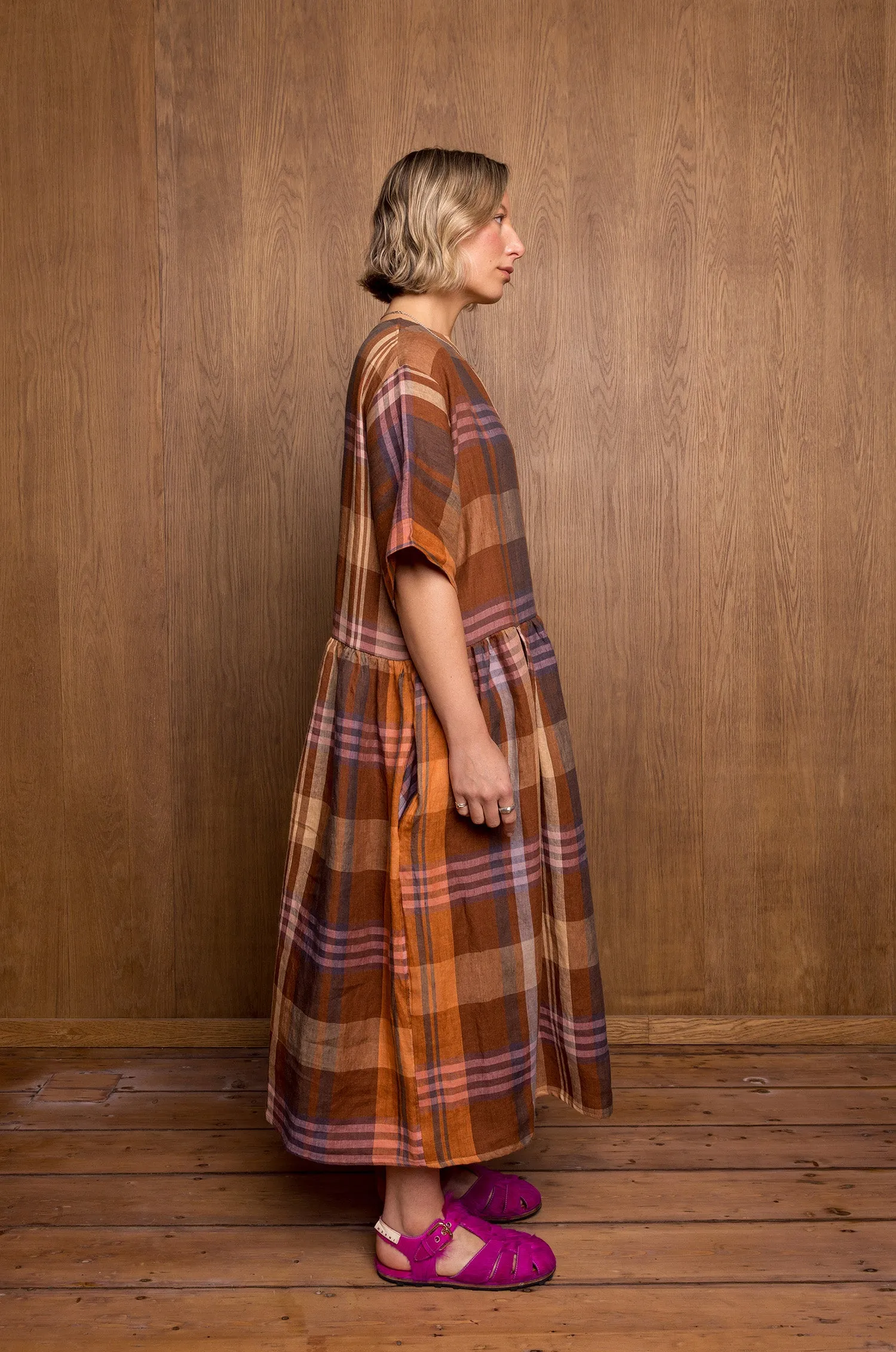 Hatsu Dress in Brown Check sold by Emiko Studios product image thumbnail 2