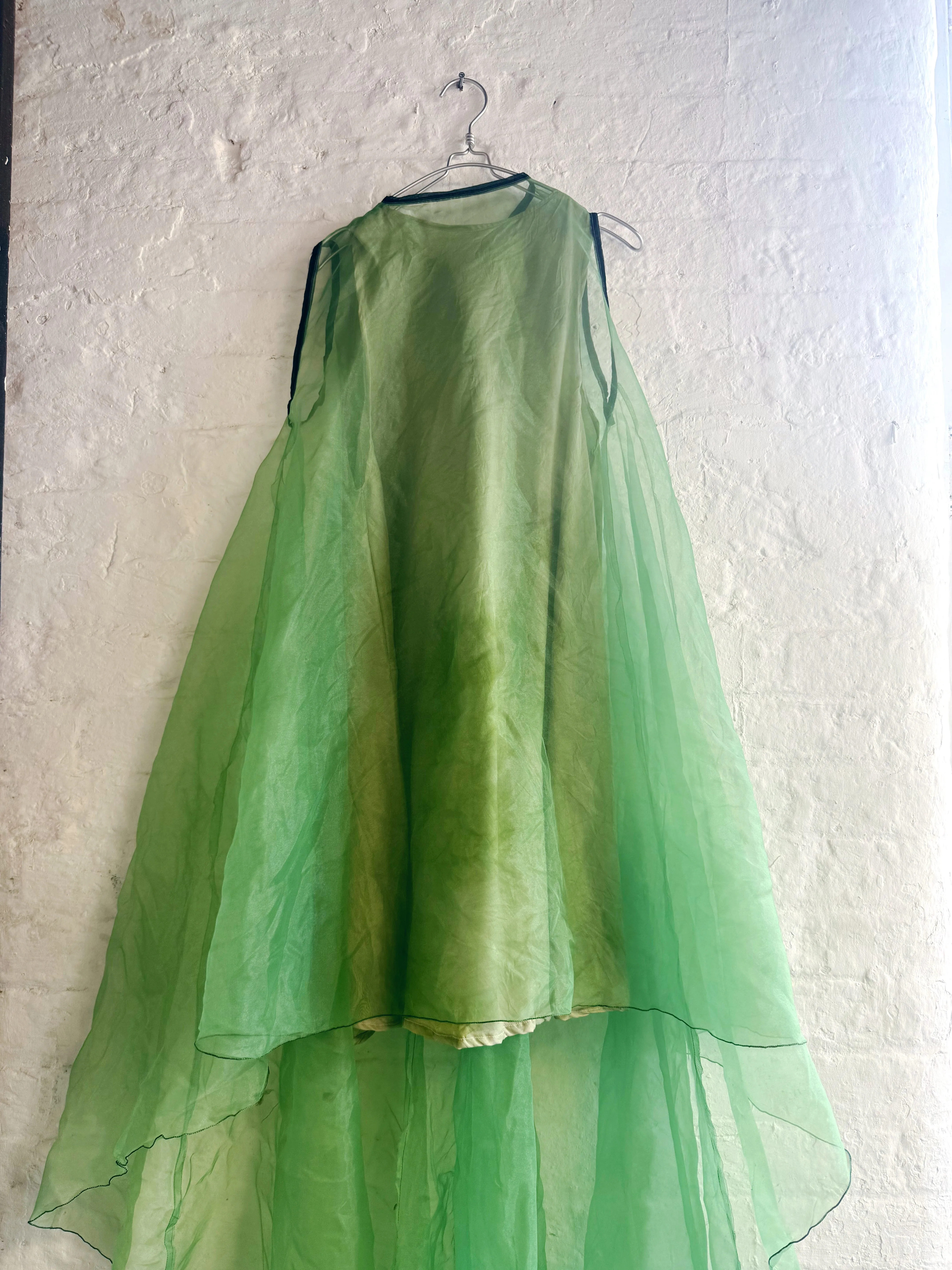 Green Sheer Sleeveless Dress With Slip sold by Emiko Studios product image thumbnail 2