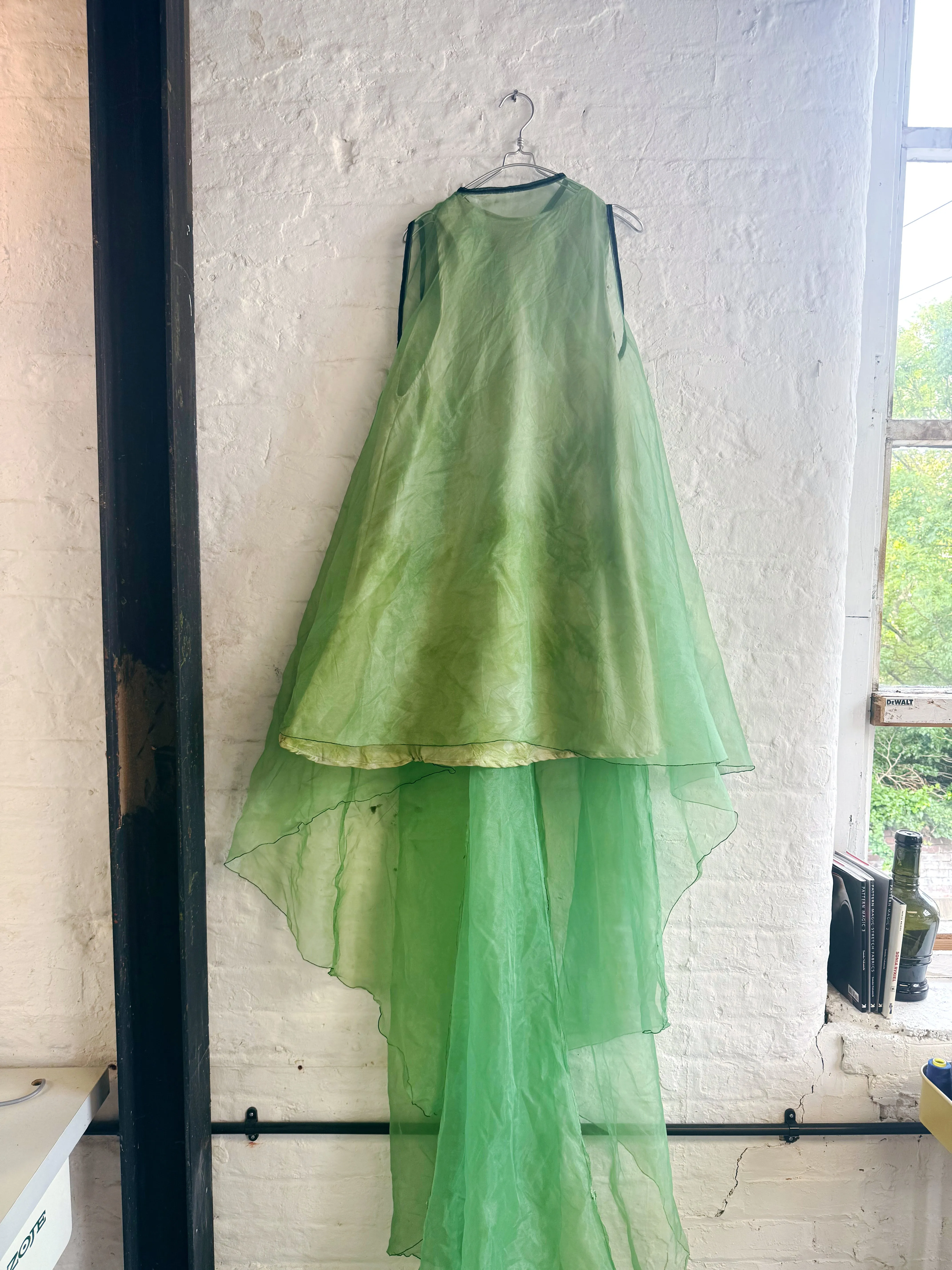 Green Sheer Sleeveless Dress With Slip sold by Emiko Studios product image thumbnail 4