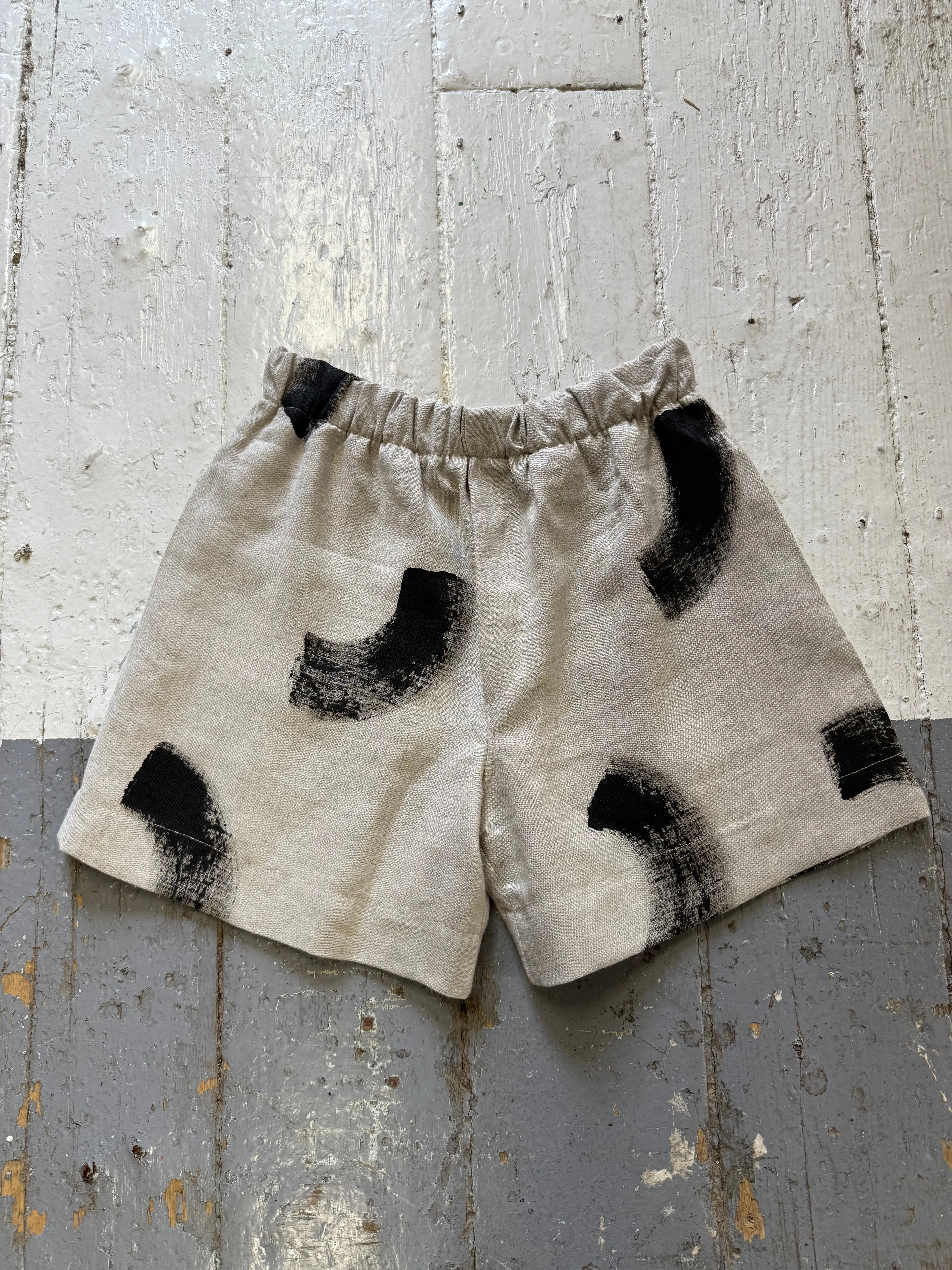 Stone Linen Hiro Shorts Sample (S-M) sold by Emiko Studios