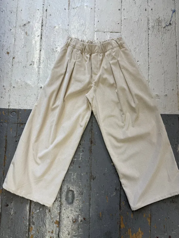 Ecru Cord Puritsū Pants Sample (S-M) sold by Emiko Studios