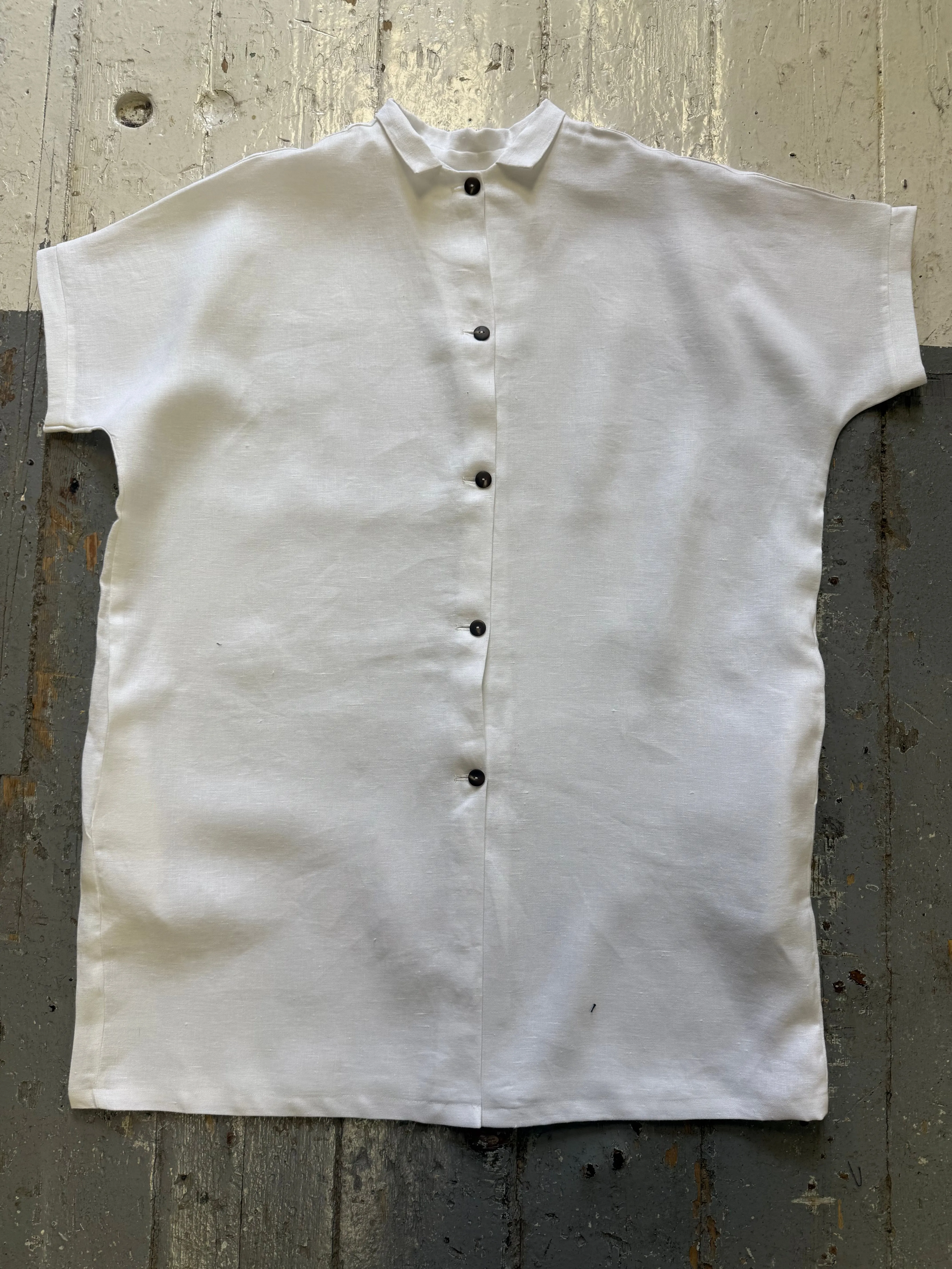 Limited Edition Shirt Dress in White Linen sold by Emiko Studios product image thumbnail 2