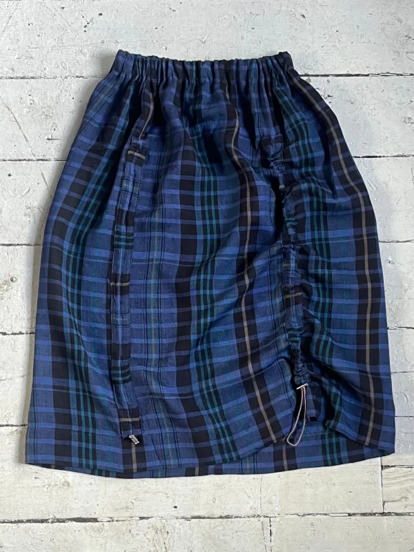 Kinchaku skirt in Blue Check PRE-ORDER sold by Emiko Studios