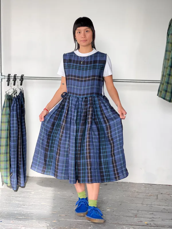 Pinafoa Dress in Blue Check PRE-ORDER sold by Emiko Studios