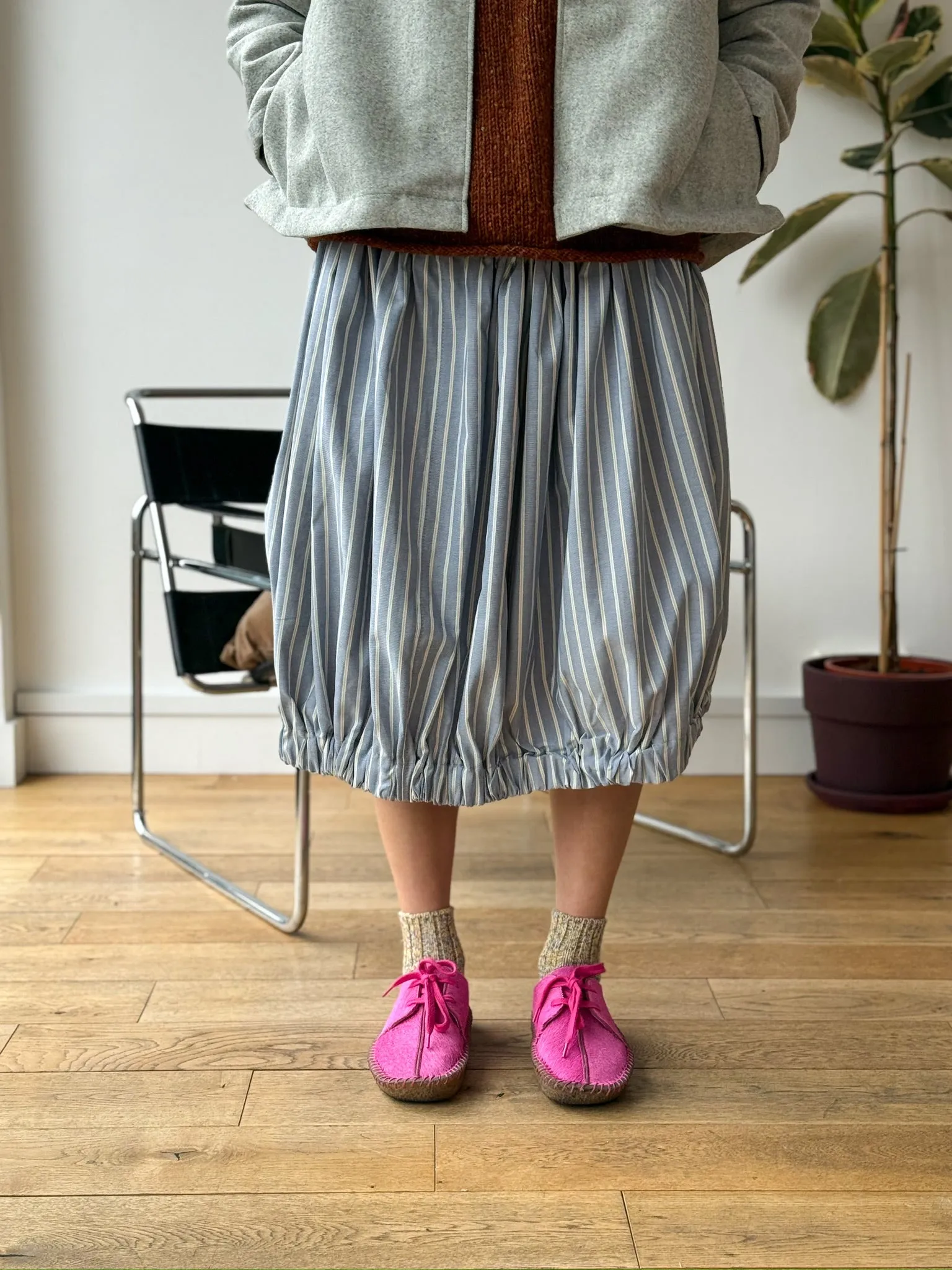 One-Off Blue Stripe Bubble Skirt (XS-M) sold by Emiko Studios product image thumbnail 3