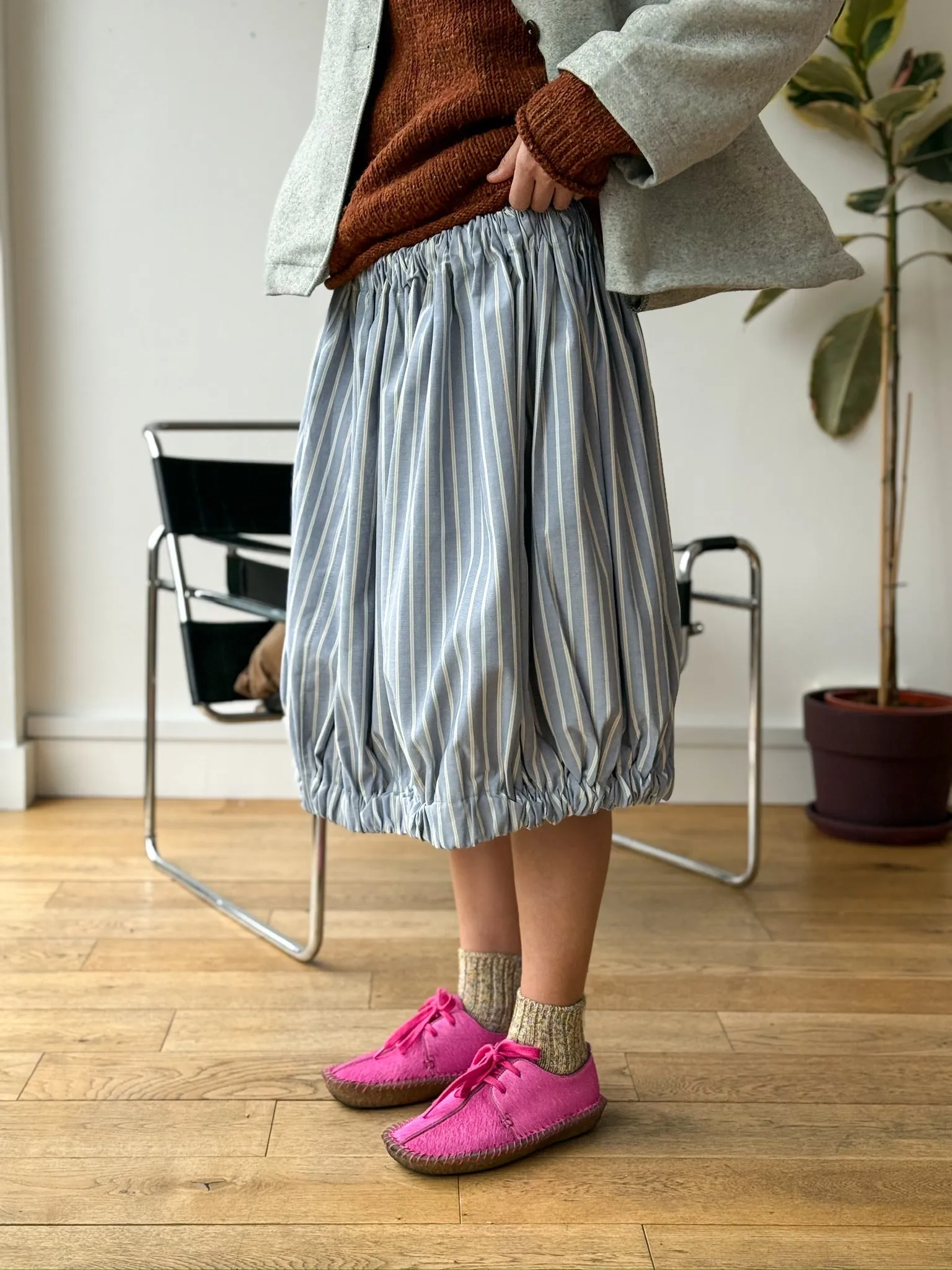 One-Off Blue Stripe Bubble Skirt (XS-M) sold by Emiko Studios product image thumbnail 4