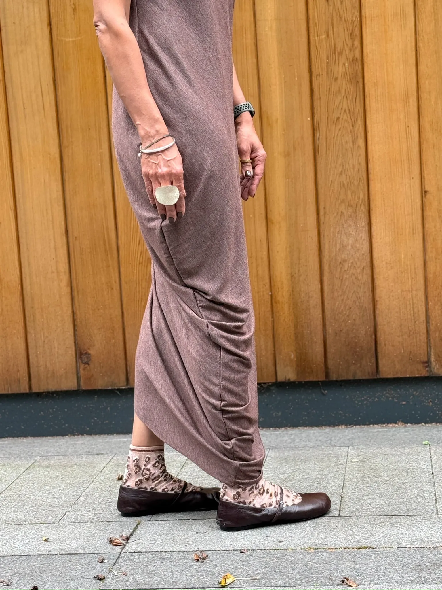 One-off Drape Dress Style 1 in Brown Jersey (XS-M) sold by Emiko Studios product image thumbnail 3