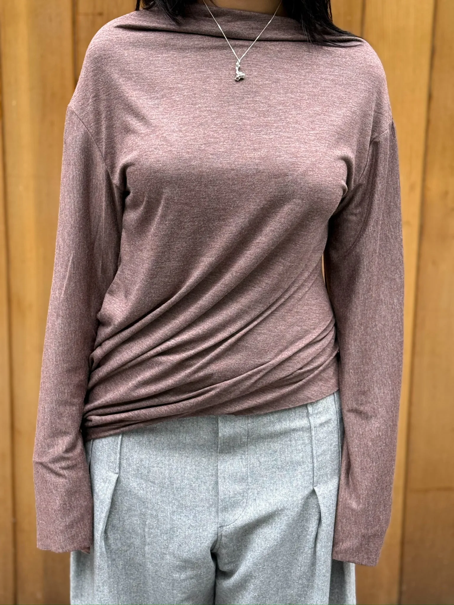One-off Drape Top Style 3 in Brown Jersey (XS-M) sold by Emiko Studios product image thumbnail 3