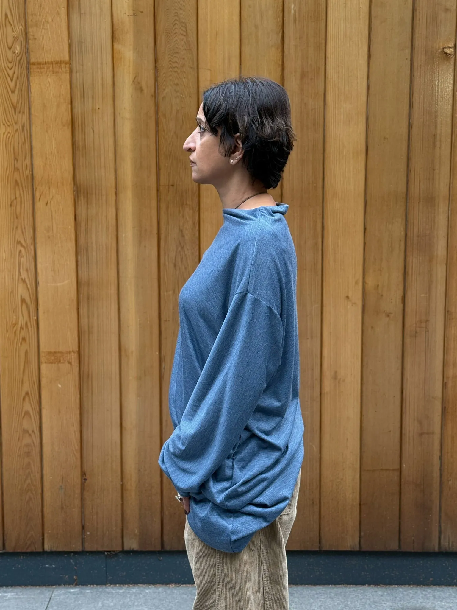 One-off Drape Top Style 3 in Light Blue Jersey (M-XL) sold by Emiko Studios product image thumbnail 3