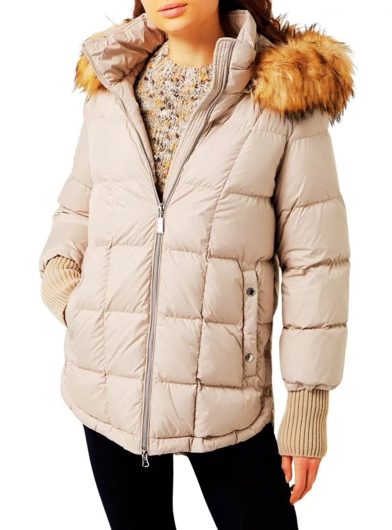 FAUX FUR HOODED PUFFER JACKET sold by FBO