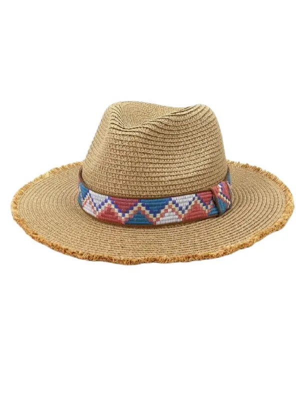 PATTERNED LINING STRAW HAT sold by FBO