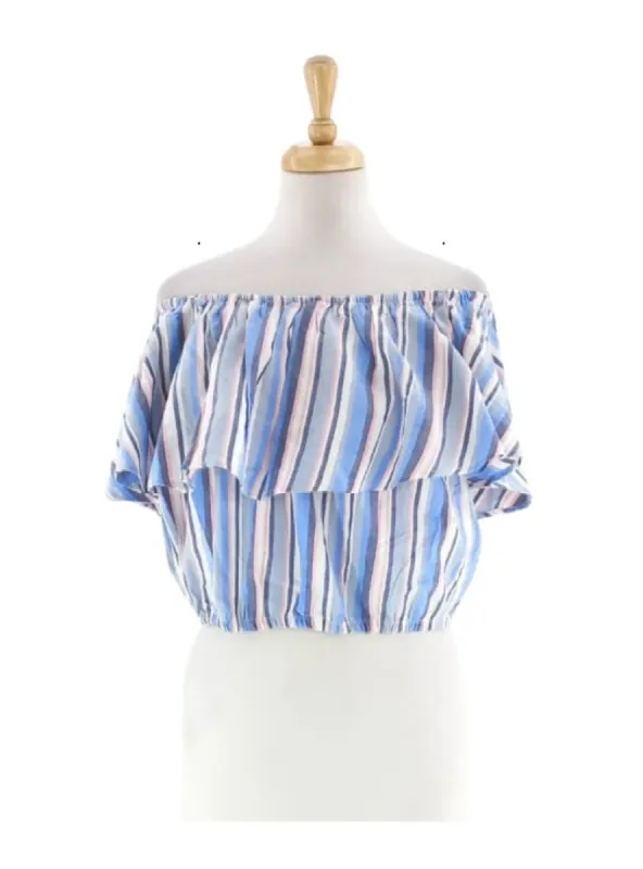 STRIPPED OFF THE SHOULDER BLOUSE sold by FBO