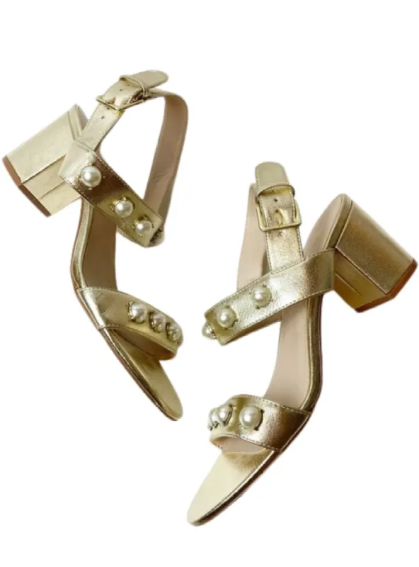 PEARLY DOUBLE STRAP BLOCK HEEL sold by FBO