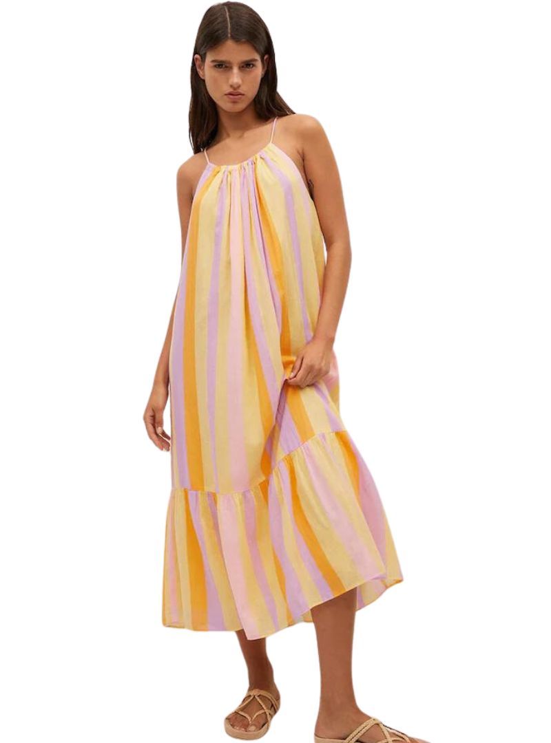 STRIPED TIER MAXI DRESS sold by FBO