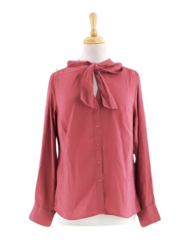 TIE UP NECK LONG SLEEEVE BLOUSE sold by FBO
