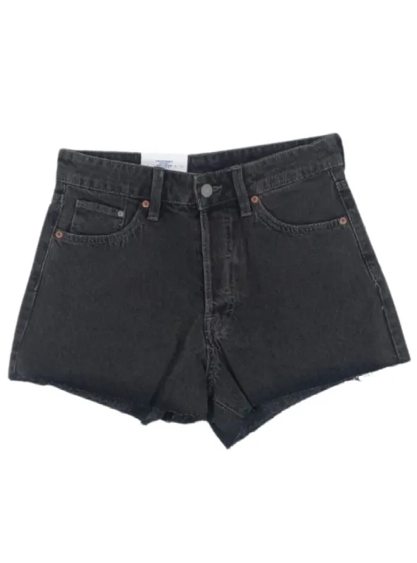 HIGH WAIST RAW HEM DENIM SHORTS sold by FBO