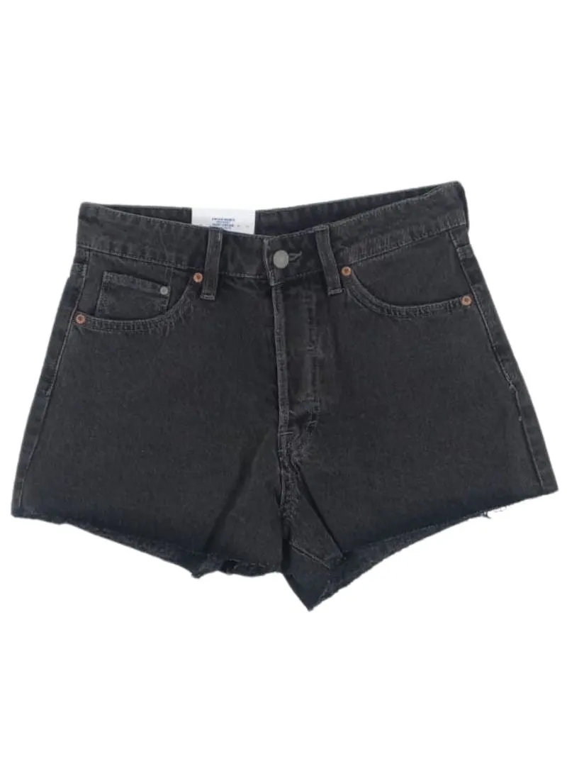 HIGH WAIST RAW HEM DENIM SHORTS sold by FBO