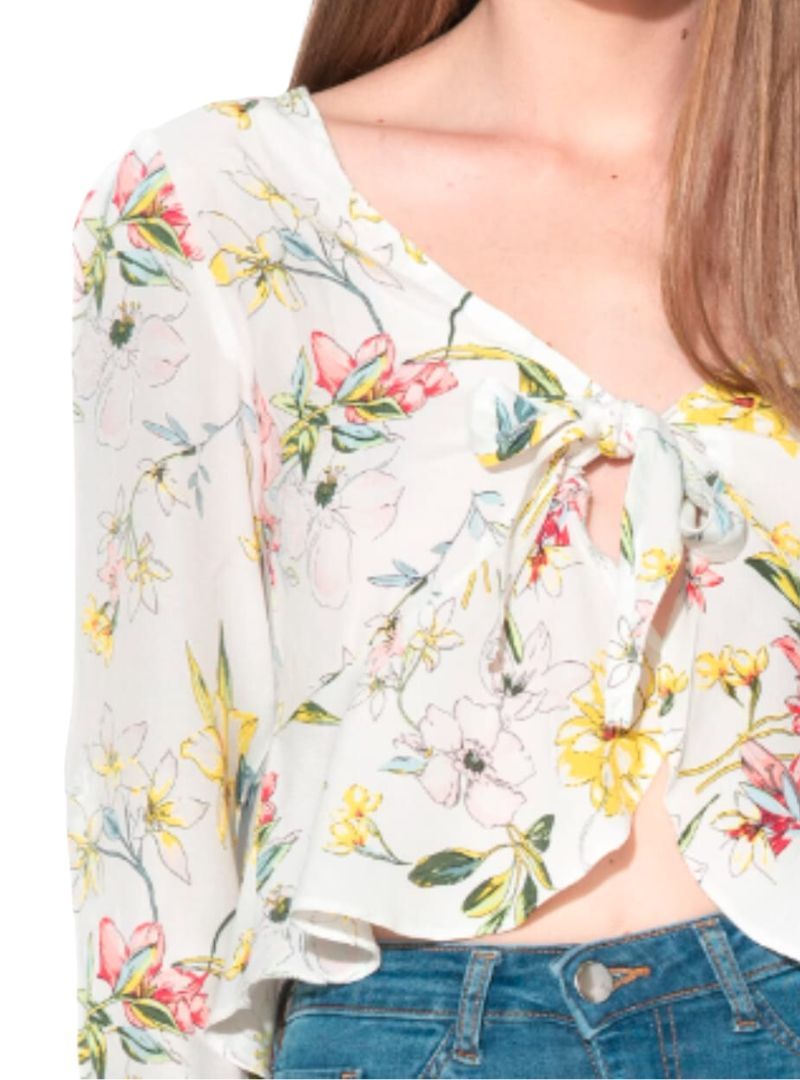 FLORAL TIE FRONT PEPLUM BLOUSE sold by FBO product image thumbnail 2