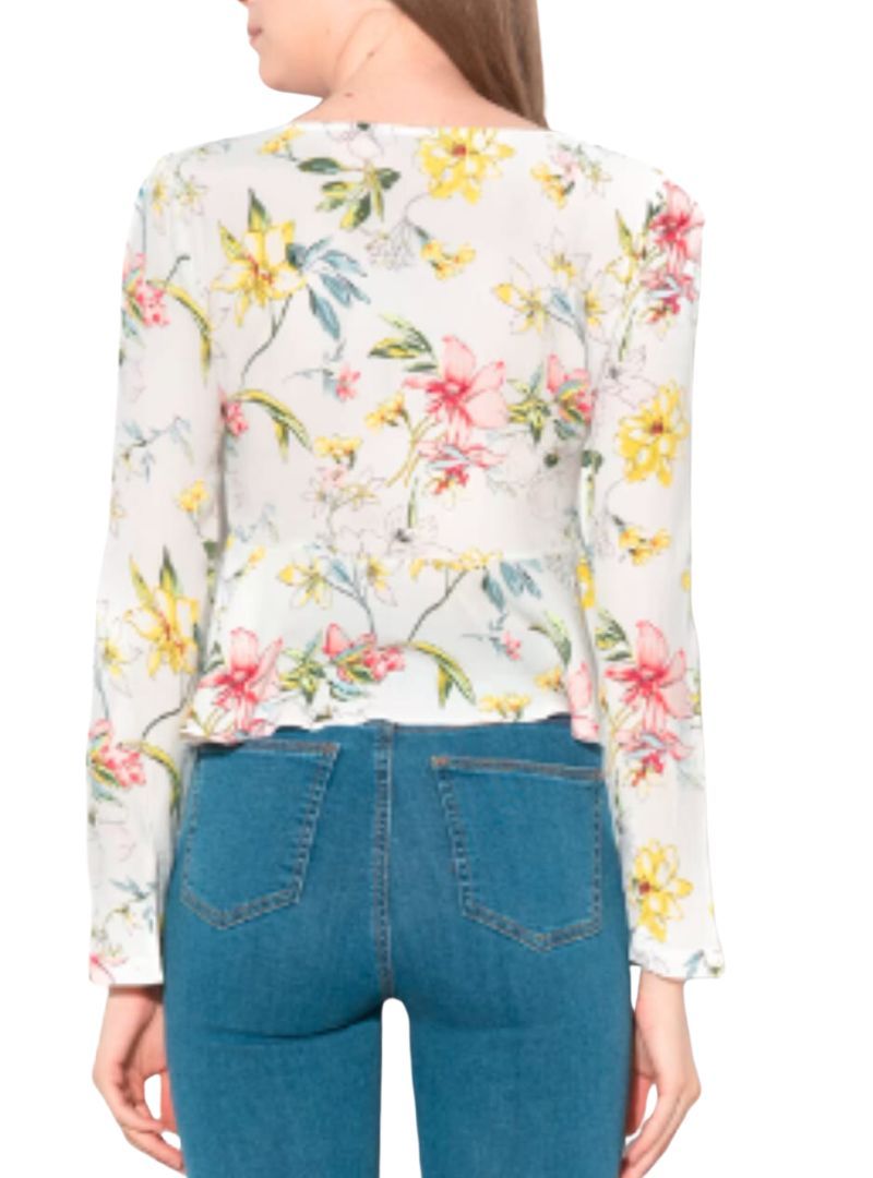 FLORAL TIE FRONT PEPLUM BLOUSE sold by FBO product image thumbnail 3