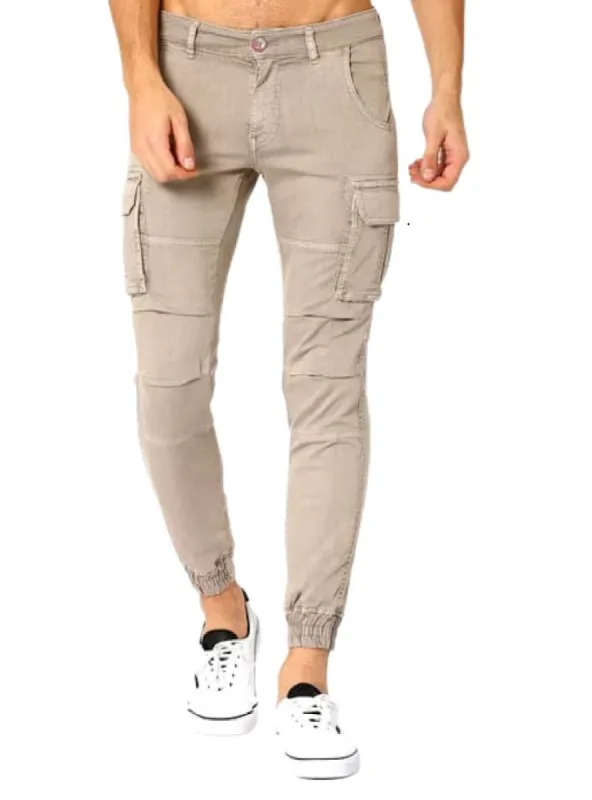 BASIC "GAS" KHAKI ELASTIC BOTTOM JEAN sold by FBO