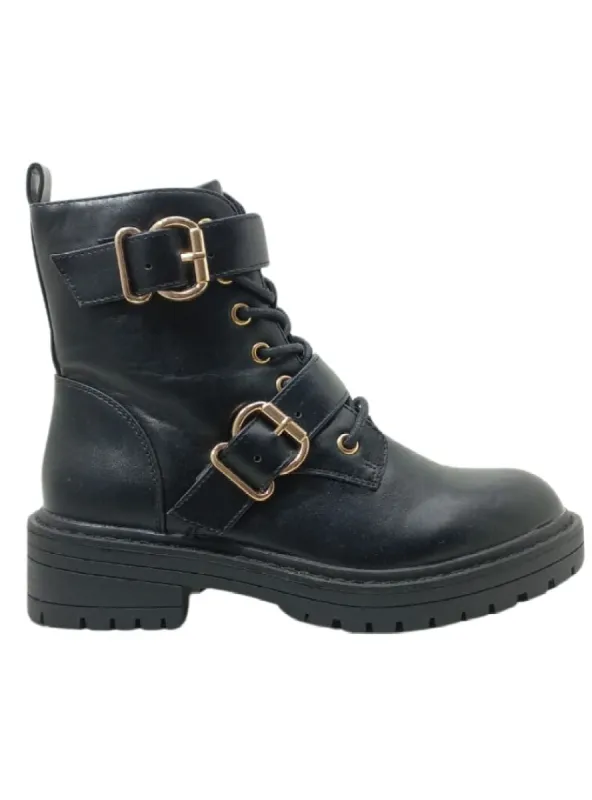 DOUBLE STRAP LACE UP BIKER BOOTS sold by FBO