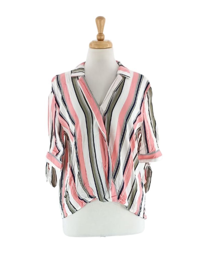 STRIPED V-NECK BLOUSE sold by FBO