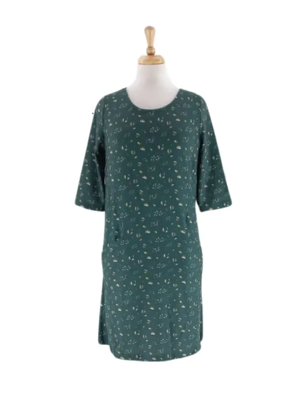 DETAILED FLORAL FLEECE DRESS sold by FBO