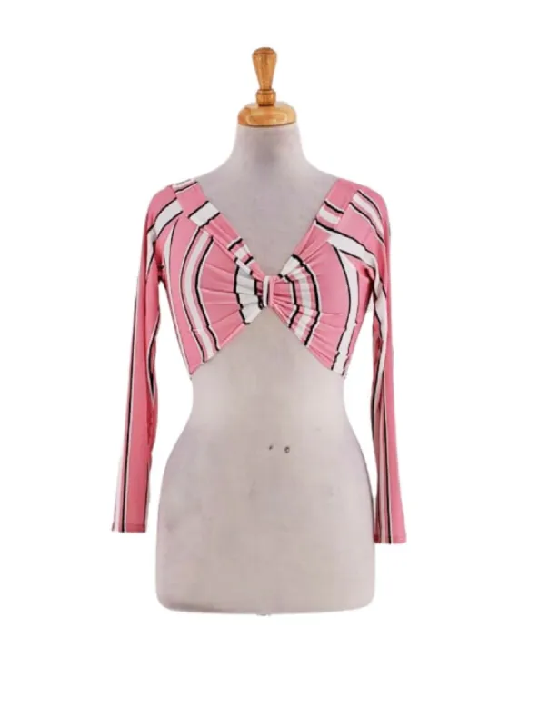 STRIPED LONG SLEEVE CROP TOP sold by FBO