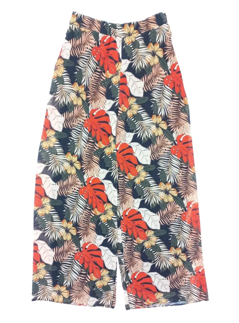 TROPICAL PRINT WIDE LEG PANTS sold by FBO