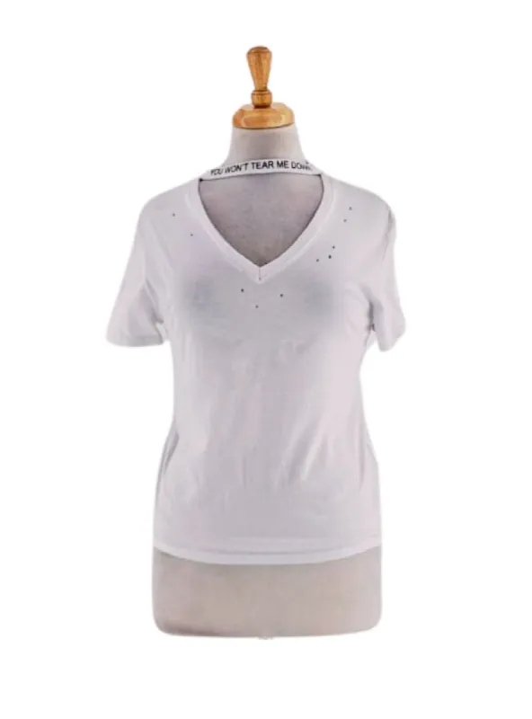 CUT OUT NECK PRINTED TEE sold by FBO