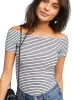 STRIPED TEXTURED OFF THE SHOULDER TOP sold by FBO