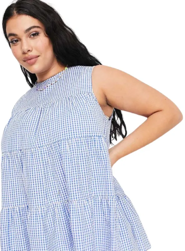 CHECKERD TIERED BLOUSE sold by FBO