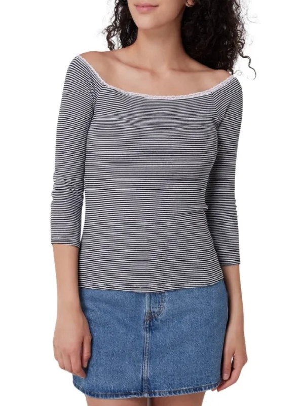 STRIPPED DETAIL OFF THE SHOULDER TOP sold by FBO