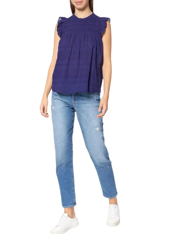 TEXTURED BUTTERFLY SLEEVE BLOUSE sold by FBO