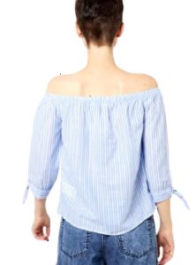 STRIPPED OFF THE SHOULDER BLOUSE sold by FBO