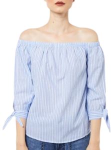 STRIPPED OFF THE SHOULDER BLOUSE sold by FBO