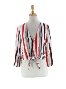 STRIPED TIE FRONT BLOUSE sold by FBO