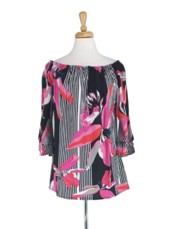 PRINTED FLARE SLEEVE BLOUSE sold by FBO