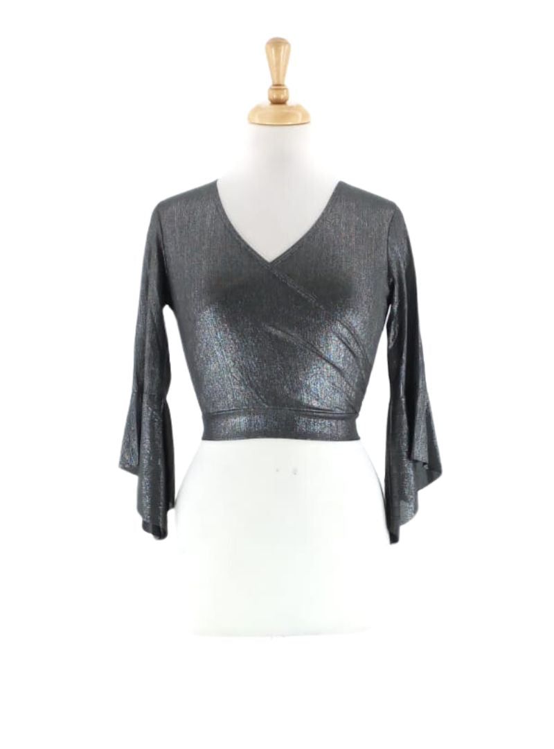 WRAP FLARE SLEEVE CROPPED TOP sold by FBO