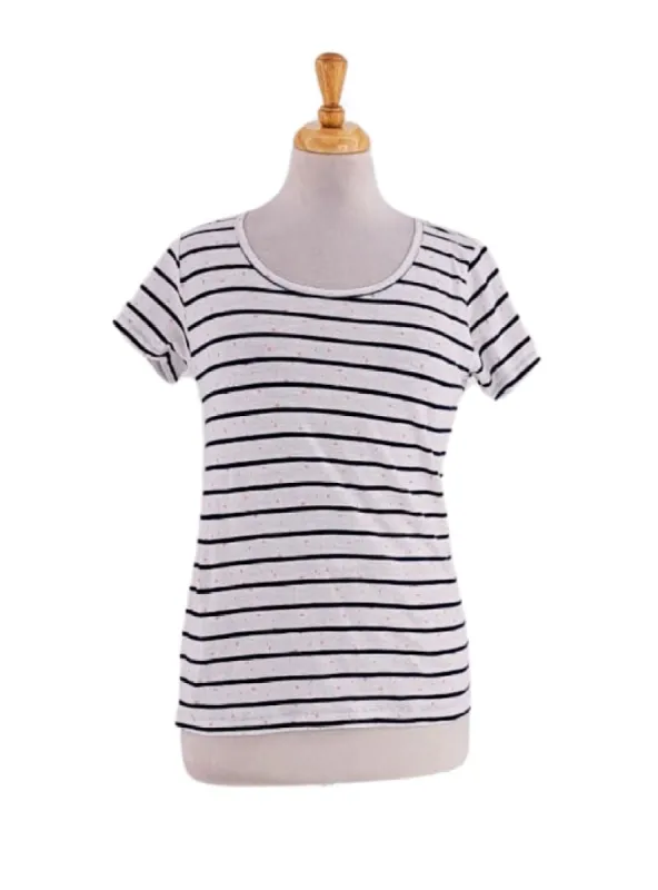 STRIPED PRINTED DETAILED TEE sold by FBO