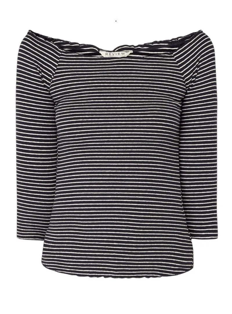 STRIPPED DETAIL OFF THE SHOULDER TOP sold by FBO product image thumbnail 4