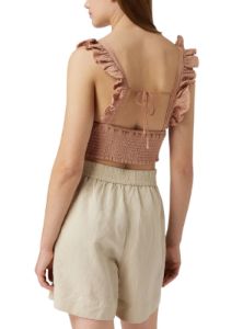 TEXTURED LINEN FRILL CROPPED TOP sold by FBO