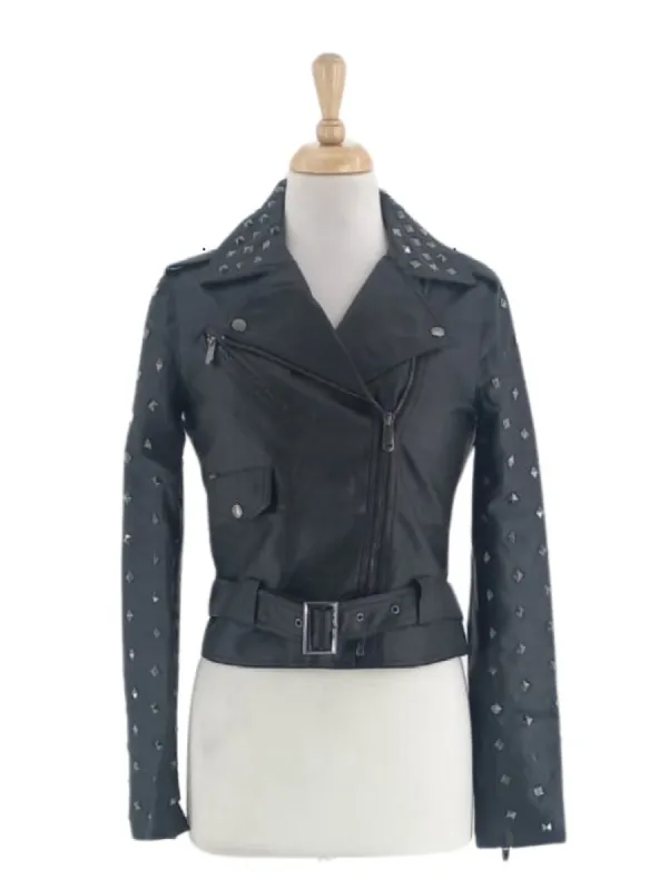GENIUNE LEATHER STUD DETAIL JACKET sold by FBO