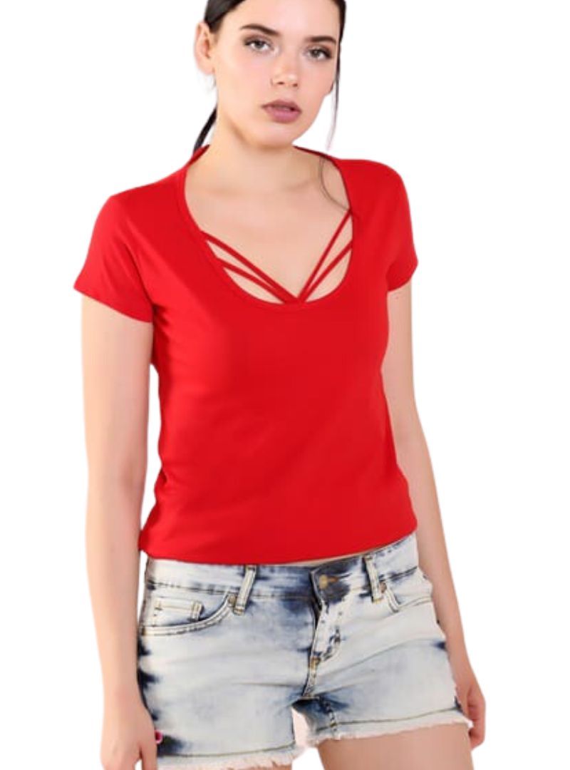 RIBBED DETAILED NECK LINE TOP sold by FBO