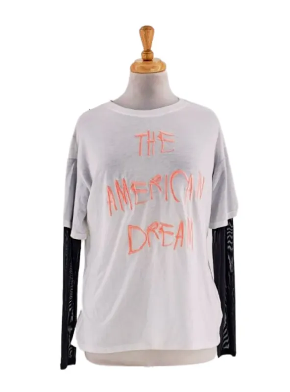 MESH SLEEVE EMBROIDERED T-SHIRT sold by FBO