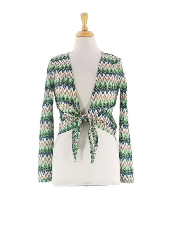 PATTERNED TIE FRONT TOP sold by FBO